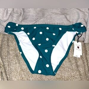 New Shade & Shore Green Polka Dot  Hipster Style Bikini Bottom Size S